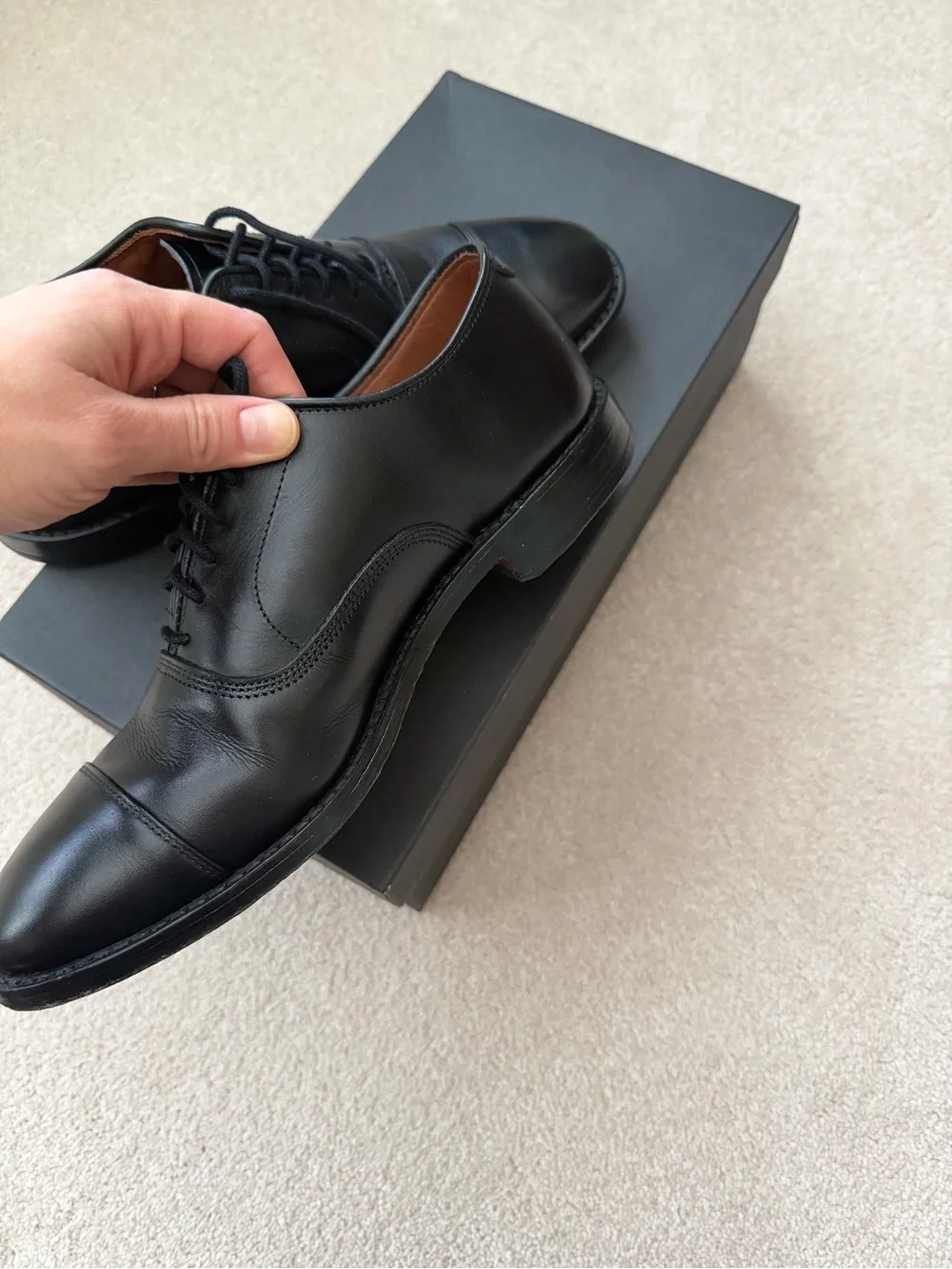 Allen Edmonds || Park Avenue Cap Toe Oxford Leather Shoes Black || Size 7.5 Box